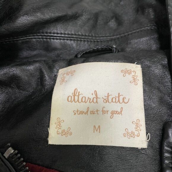 Women Altar'd State PU Leather Jacket in Black Relaxed Fit Medium - Picture 5 of 11